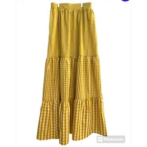 BIBI WHITE & YELLOW PLAID SKIRT